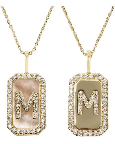 Melinda Maria Love Letters Double Sided Mother-of-pearl Initial Pendant Necklace - Natural