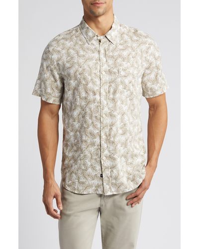 Rails Carson Palm Print Short Sleeve Linen Blend Button-up Shirt - White