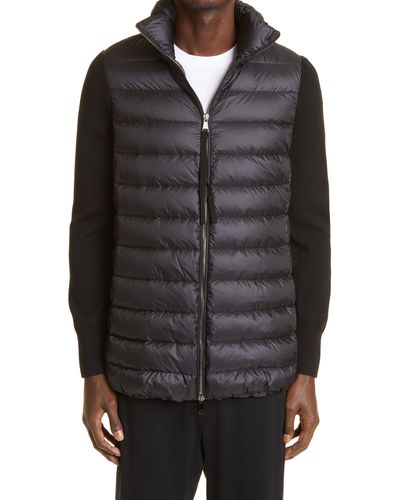 Moncler Quilted Down & Wool Long Cardigan - Black