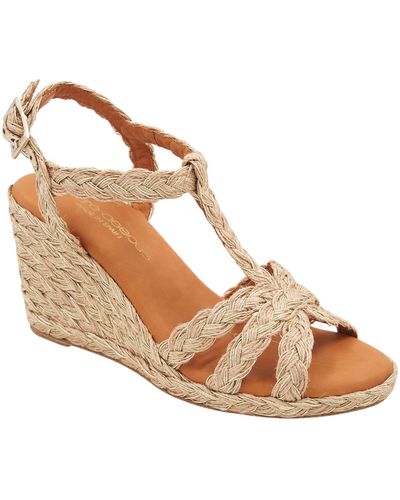 Andre Assous Madina Raffia Espadrille Ankle Strap Wedge Sandal - Brown