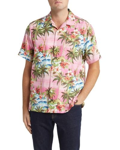 Tommy Bahama Isla Palmetta Floral Silk Blend Camp Shirt - Multicolor