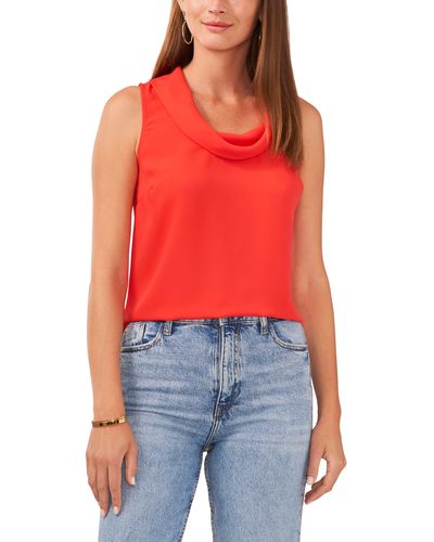 Vince Camuto Cowl Neck Sleeveless Blouse - Red