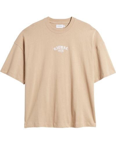 TOPMAN Extreme Embroidered Oversize Cotton T-shirt - Natural