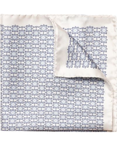 Eton Geometric Silk Pocket Square - Gray