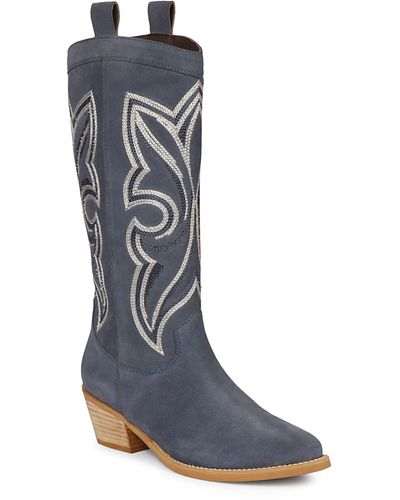 Saint G. Martina Pointed Toe Western Boot - Blue