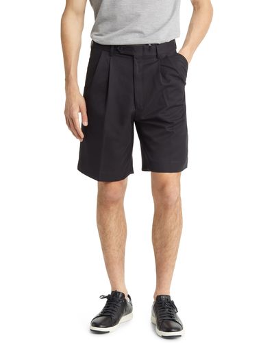 Berle Microfiber Pleated Shorts - Black
