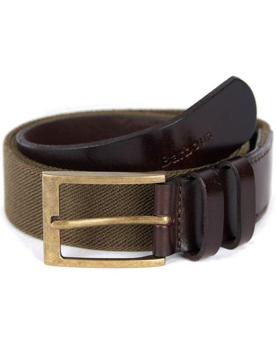 Barbour Albyn Leather Trim Webbing Belt - Black