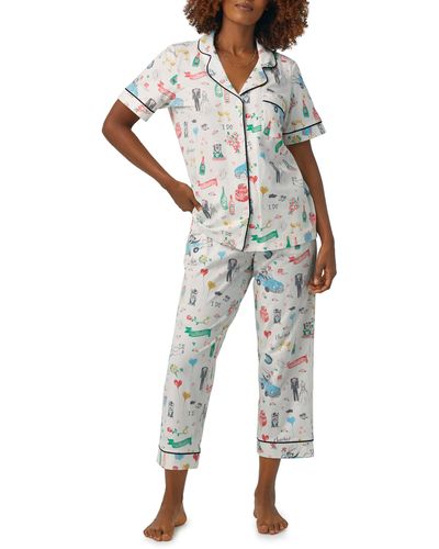 Bedhead Print Stretch Organic Cotton Jersey Crop Pajamas - Multicolor