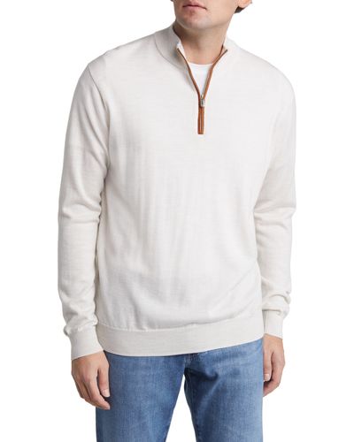 Peter Millar Autumn Crest Wool Blend Quarter Zip Pullover - White