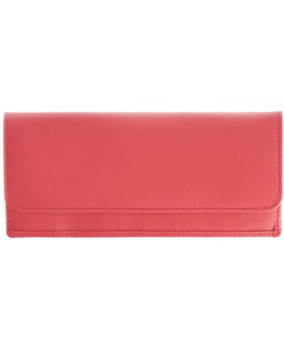 ROYCE New York Personalized Rfid Blocking Leather Clutch Wallet - Red