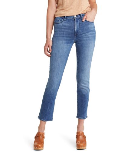 FRAME Le High Ripped Straight Leg Jeans - Blue