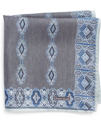 Edward Armah Grecian Silk Pocket Square - Blue