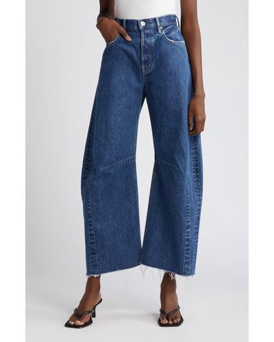 Moussy Orchards Coccoon Wide Leg Ankle Jeans - Blue