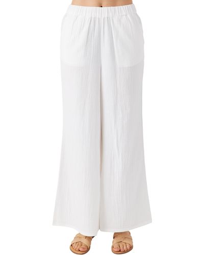 O'neill Sportswear Caralee Double Gauze Wide Leg Cover-up Pants - White