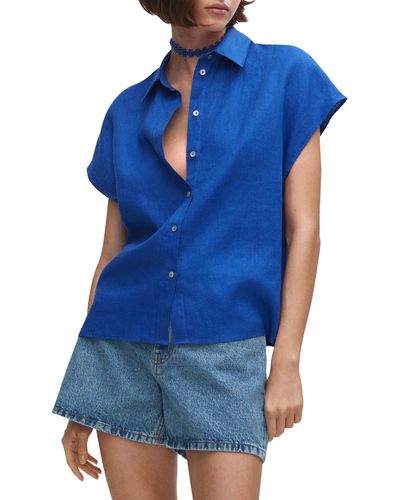 Mango Linen Shirt - Blue