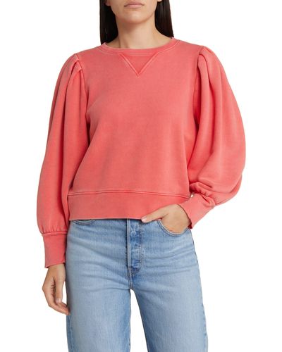 Rails Tiffany Balloon Sleeve Cotton Sweatshirt - Red