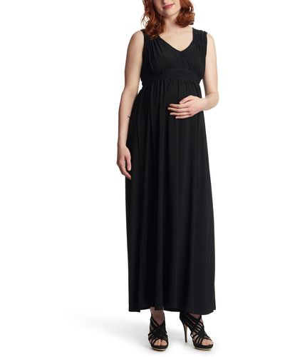 Everly Grey Valeria Maternity/nursing Maxi Dress - Black