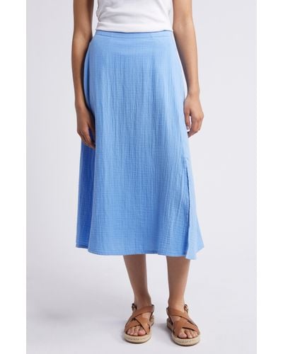 Caslon Caslon(r) Cotton Gauze Skirt - Blue