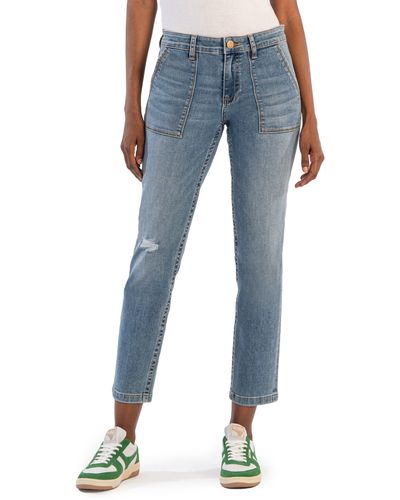 Kut From The Kloth Stevie Mid Rise Straight Leg Jeans - Blue