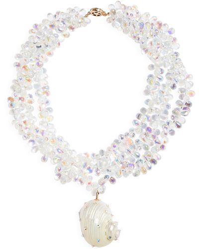 Isshi Swhirlpool Beaded Layered Pendant Necklace - White