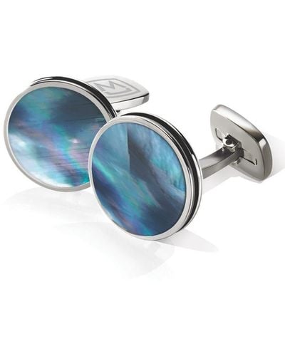 M-clip Stainless Steel Cuff Links - Blue