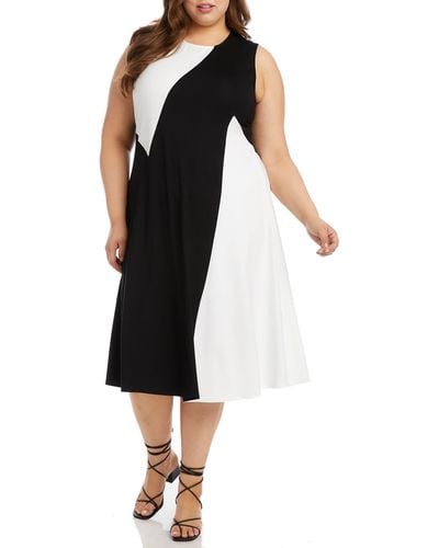 Karen Kane Sleeveless Colorblock Midi Dress - Black