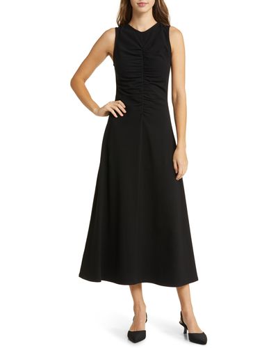 Nordstrom Ruched Front Sleeveless Maxi Dress - Black