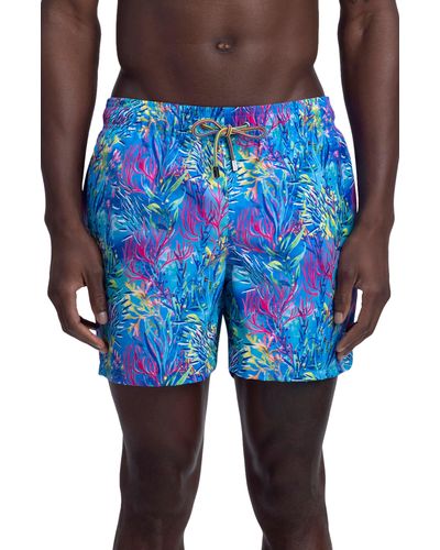 Bugatchi Men's Tropical Watercolor Swim Trunks