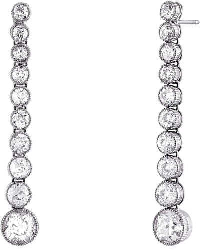 Mindi Mond Milgrain Bezel Diamond Linear Drop Earrings - White
