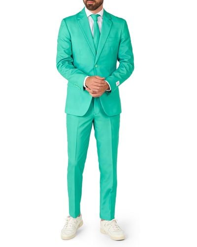 Opposuits Trendy Turquoise Trim Fit Suit & Tie - Green