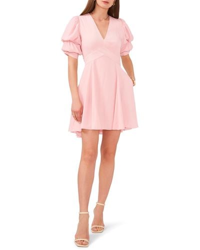 1.STATE Tiered Bubble Sleeve Dress - Pink