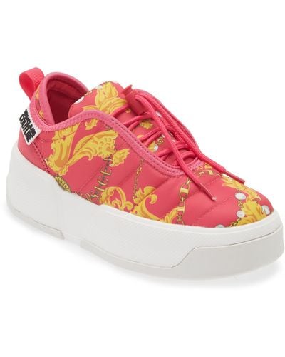 Versace Barocco Necklace Print Sneaker - Red