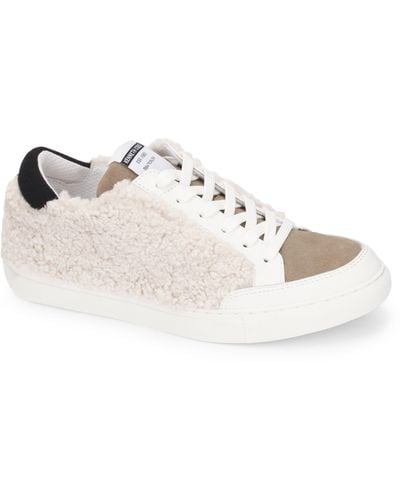 Kenneth Cole Kam Faux Shearling Low Top Sneaker In Natural/taupe At Nordstrom Rack - White