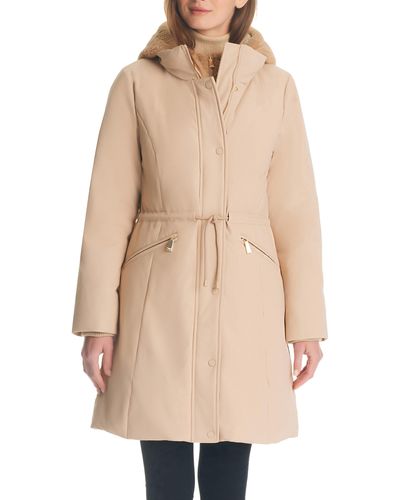 Kate Spade Down Parka With Faux Fur Hood - Natural