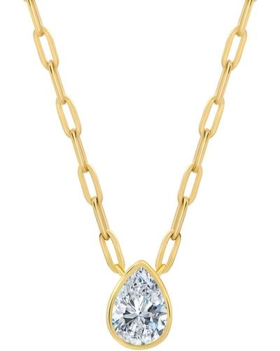 Crislu Pear Cut Pendant Necklace - Metallic