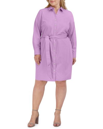 Foxcroft Rocca Long Sleeve Popover Shirtdress - Purple
