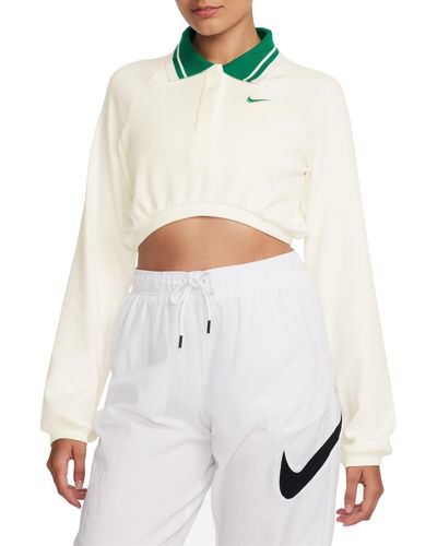 Nike Sportswear Collection Long Sleeve Crop Polo - White