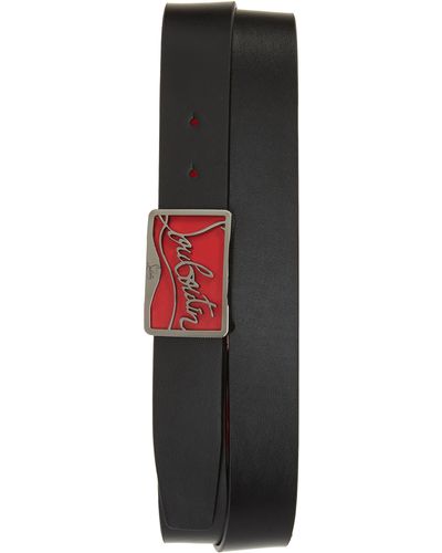 Christian Louboutin Ricky Logo Buckle Leather Belt - Black