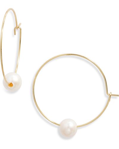 Ki-ele Freshwater Pearl Hoop Earrings - Metallic