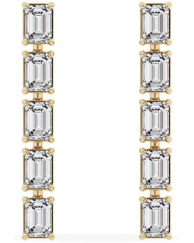 Jennifer Fisher 18k Gold Emerald Cut Lab Created Diamond Dangler Drop Earrings - 2.4 Ctw - White