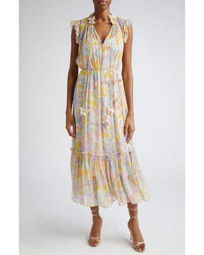 Zimmermann Butterfly Floral Print Tiered Dress - Multicolor