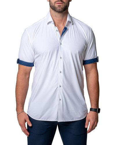 Maceoo Galileo Regular Fit Short Sleeve Button-up Shirt - White