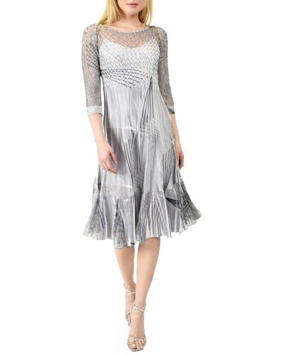 Komarov Charmeuse & Lace Dress - Gray