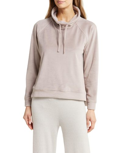 Barefoot Dreams Luxechic Funnel Neck Pullover - Gray