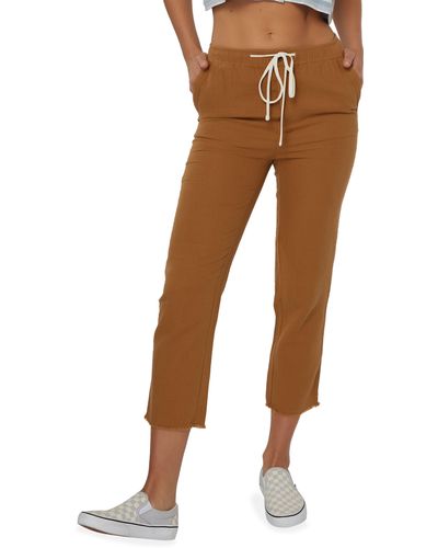 O'neill Sportswear Corie Linen Blend Crop Pants - Brown