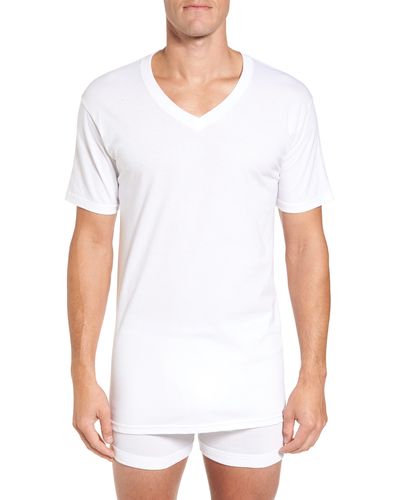 Nordstrom 4-pack Regular Fit Supima® Cotton V-neck T-shirts - White