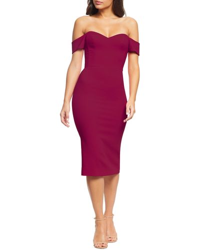 Dress the Population Bailey Off The Shoulder Body-con Dress - Red