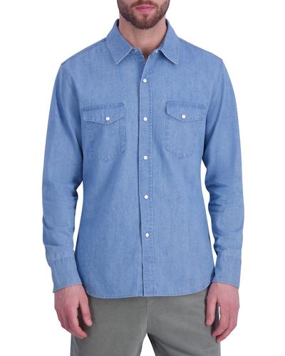 Goodlife Regular Fit Snap-up Cotton Denim Shirt - Blue