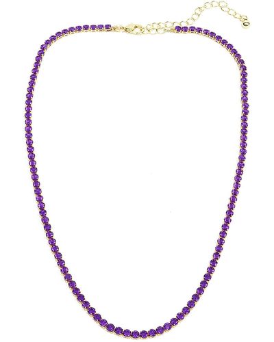 Panacea Crystal Tennis Necklace - Purple
