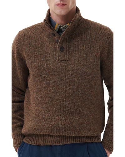 Barbour Calder Henley Wool Sweater - Brown